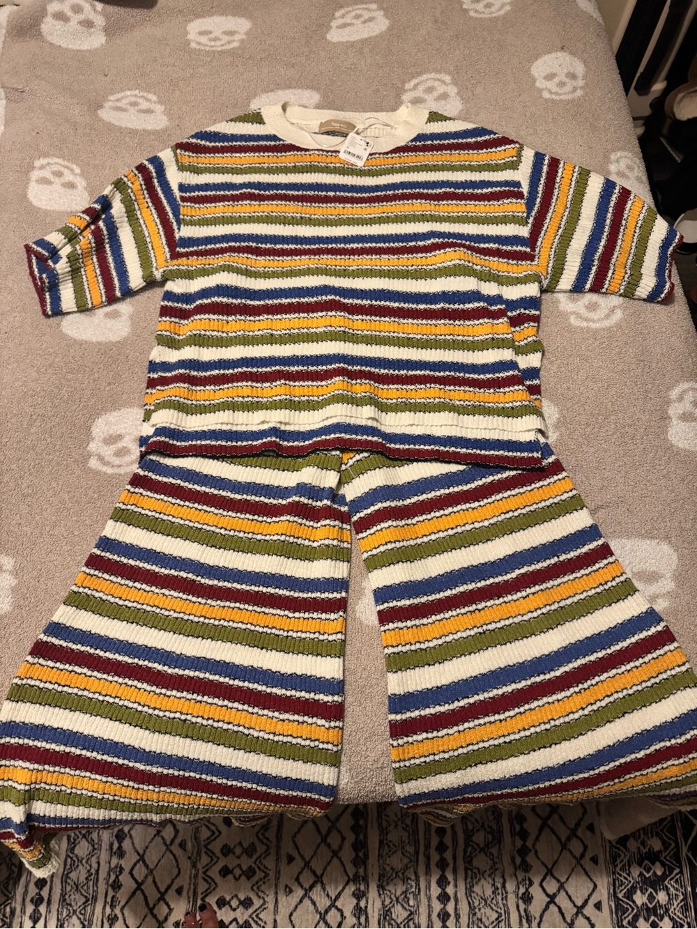 Free People Free-est Rainbow Stripe Knit Sweater - Cream Multi